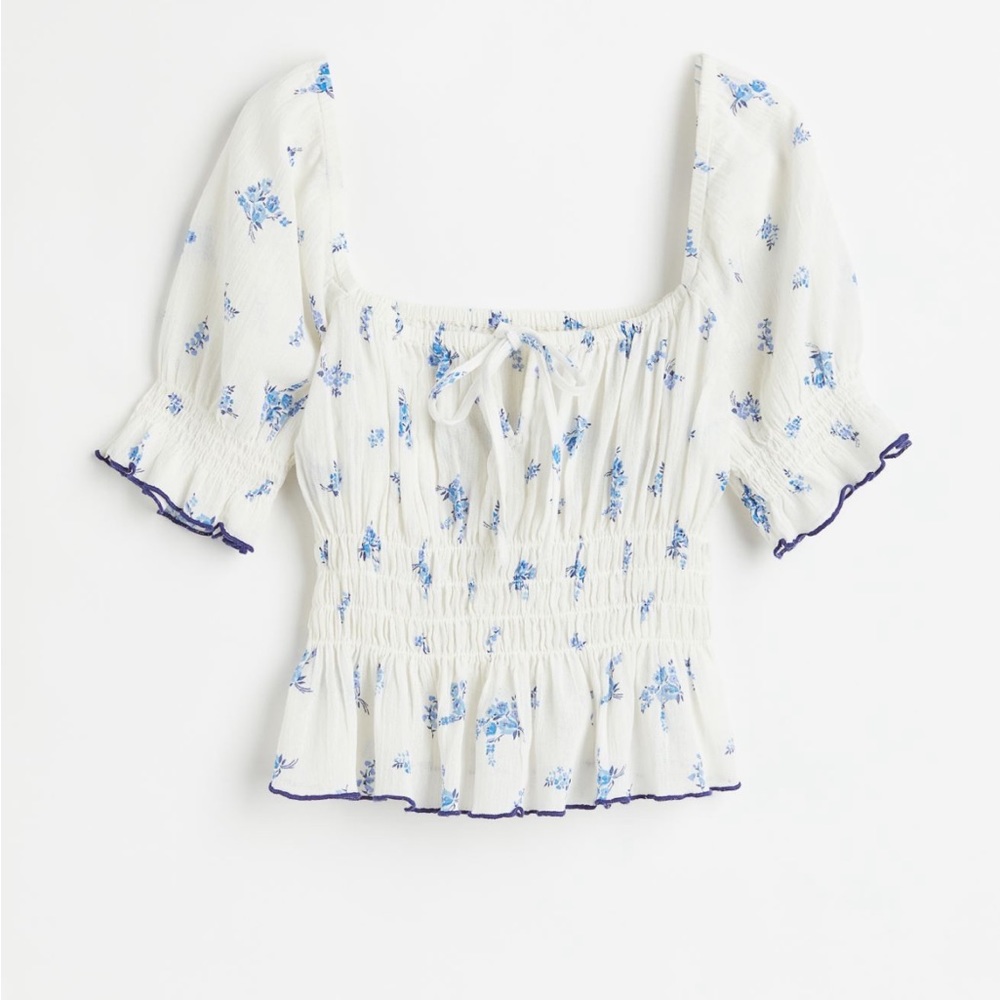 NWOT h&m smocked / peplum floral blouse top
